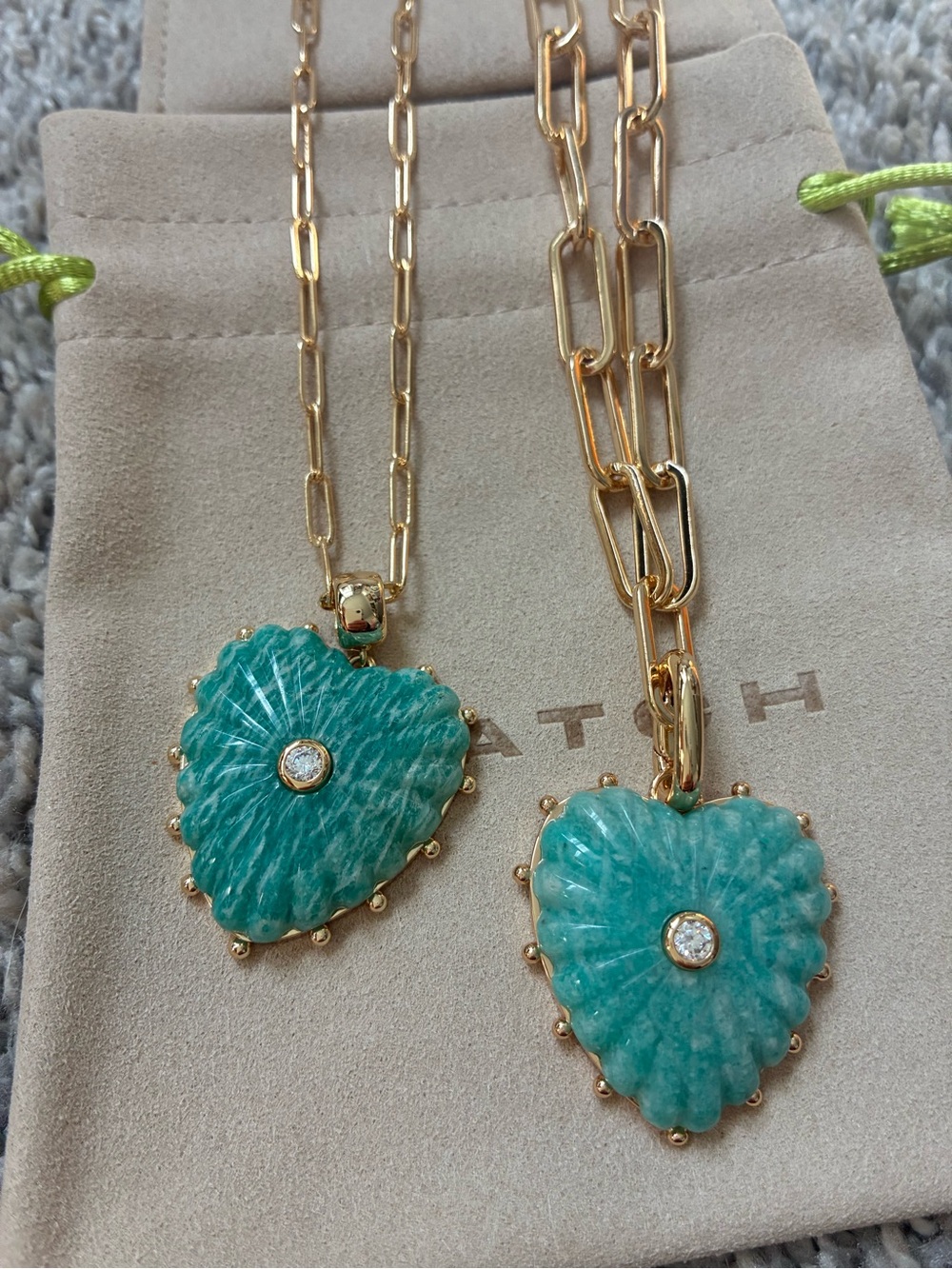 Thatch Malene Amazonite Heart Clip Necklace - two necklaces to choose from - Picture 2 of 3